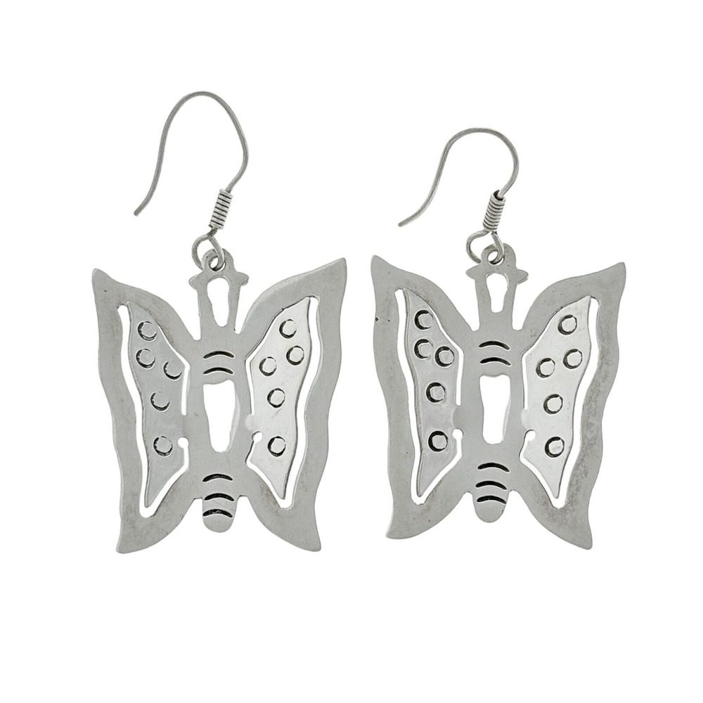 3D Cut Out Butterfly Earrings | Estate Sterling Silver 925
